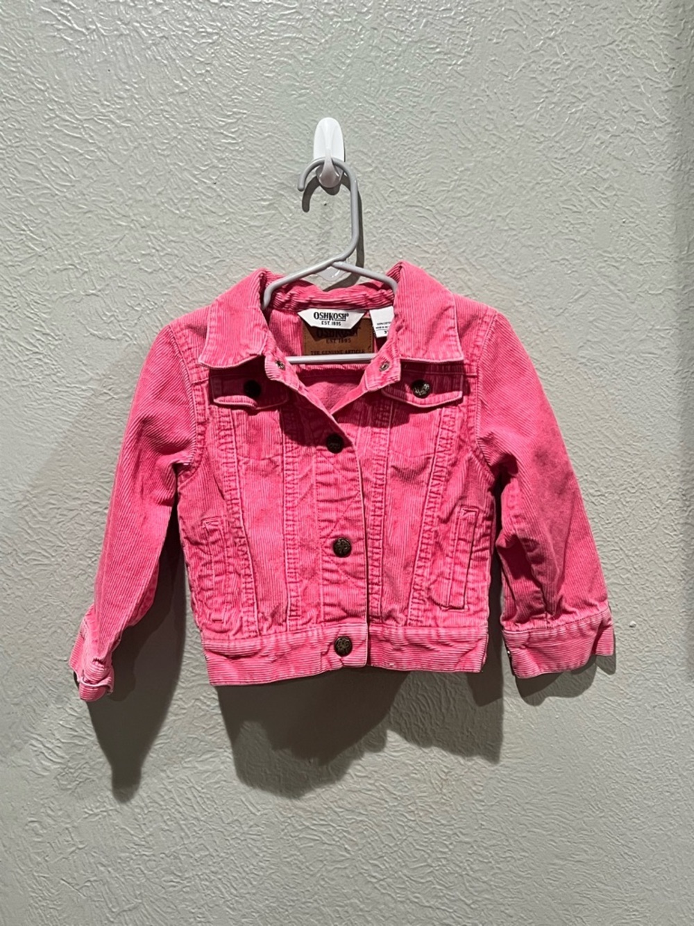 OshKosh B'gosh Bright Pink Corduroy Jacket for Kids Vintage 100% Cotton EUC